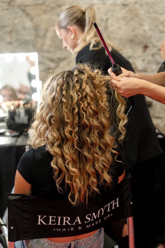 Curly wedding hairstyle backstage at the wedding show Ireland.