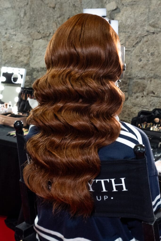 Classic Hollywood waves bridal hairstyle, sleek and polished for long lasting hold.